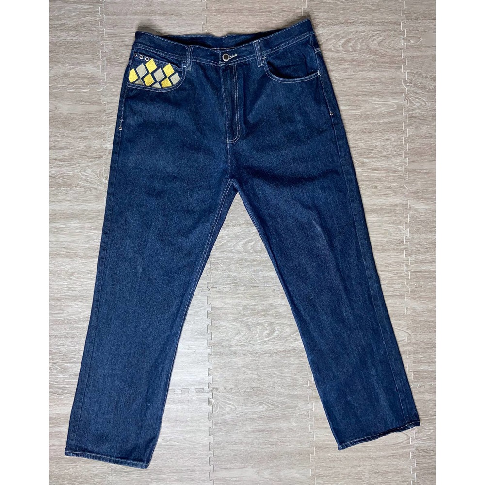 Phat Farm Men’s Size 40 Dark Wash Jeans Straight Leg  Embroidered Diamond Y2K